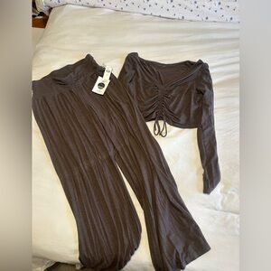 Anthropologie Daily Practice Matching Brown Set